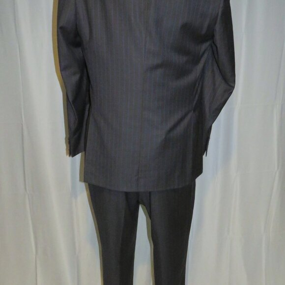 ISAIA Gregorio Super 160 Gray Striped Current Two Button Suit 44L - Picture 3 of 16